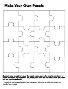 a puzzle piece is shown with the words make your own puzzle on it's side