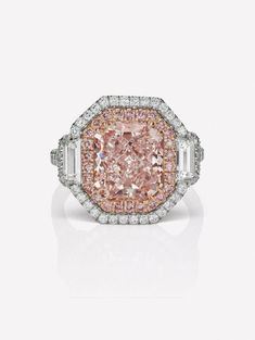 Large Fancy Pink VVS1 Diamond Ring by J FINE Luxury Pink Gold Diamond Ring Fine Jewelry, Luxury Pink Diamond Ring With Vvs Clarity, Luxury Pink Rings With Diamond Accents, Luxury Exquisite Pink Diamond Ring, Luxury Pink Diamond Ring, Round Cut, Fancy Pink Diamond Ring, Radiant Diamond Rings, Argyle Pink Diamonds, Expensive Diamond