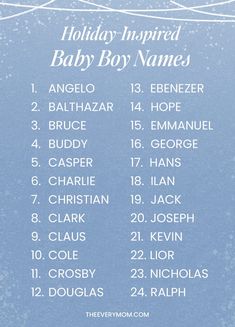 Having a December baby? These baby boy names are inspired by everything from your favorite characters from Christmas movies to traditional and religious names. Religious Names, December Baby, Unique Baby Names, Kids Names