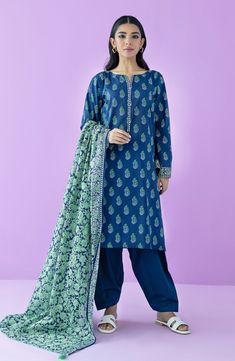 Orient OTL-23-176-U-D-blue Monochrome Printed Lawn Collection Unstitched Light Blue Printed Lawn Suit, Blue Cotton Long Sleeve Sets, Indigo Printed Cotton Sets, Summer Blue Printed Lawn Suit, Blue Printed Unstitched Sets, Light Blue Cotton Lawn Suit For Summer, Fitted Blue Sets With Printed Motifs, Blue Cotton Lawn Suit With Printed Motifs, Fitted Indigo Sets With Printed Motifs