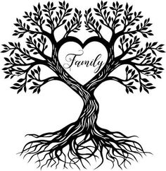 a family tree with heart shaped roots and the word love written on it's side