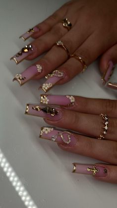 Classic Nails With Gems, Simple Bling Nails Classy, Cute Nails Prom, Long Nails With Charms Y2k, Nail Long Ideas, Milky White Nails With Crystals, Freestyle Medium Nails, Freestyle Nails Acrylic Medium, Raw Nail Designs