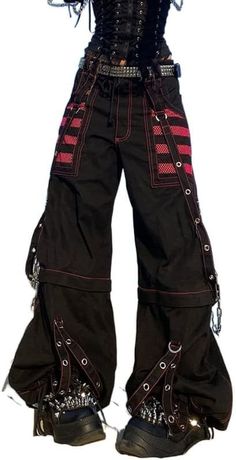 Women Y2k Pants Goth Punk Emo Pants Baggy Bell Bottom Jeans Y2k Wide Leg Jeans Harajuku Grunge Pants Hip Hop Clothes at Amazon Women's Jeans store Punk Cargo Pants, Mode Harajuku, Denim Washes, Hip Hop Trousers, Gothic Pants, Gothic Chic, Grunge Baggy, Rock Outfit, Punk Emo