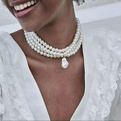 Material: Acrylic Bead; Alloy Color: White; Gold Length: Approx. 12.5"+2.5" Pendant Size: Approx. 0.8"X0.6" Bead Shape: Round Layered Pearl Necklace, Elegante Y Chic, Stylish Necklace, Beaded Collar, Pearl Choker Necklace, Pearl Design, Beaded Choker Necklace, Choker Collar, Baroque Fashion