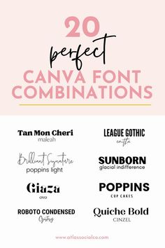 Creative Fonts for Branding Best Canva Fonts Combination, Popular Canva Font Combinations, Best Font Combinations Canva, Cute Canva Font Combinations, Canva Font Pairing Ideas, Fun Canva Font Pairings, Canva Fonts That Go Well Together, Canva Script Font Pairings, Canvas Fonts Combinations