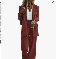 Pantsuit, Reddish Brown Size Xxl Never Worn Because Pants Are Too Large. Red Notch Lapel Pantsuit For Fall, Tailored Red Pantsuit For Business Casual, Red Tailored Pantsuit For Business Casual, Red Tailored Business Casual Pantsuit, Red Notch Lapel Set For Fall, Red Workwear Sets For Fall, Red Pantsuit With Pockets For Work, Red Office Pantsuit With Pockets, Red Workwear Pantsuit With Pockets