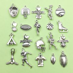 20pcs Bulk Mixed Antique Silver Sports Baseball Football Charm Pendant for Bracelet Jewelry Earrings Necklace Jewelry Making Finding Craft Accessories Pack：16pcs Color：antique silver I'll try my best to present every detail of the items listed in my shop. Hope everyone would have a great experience shopping here. Jewelry Making Charms, Craft Accessories, Sports Baseball, Bracelet Jewelry, Necklace Jewelry, Diy Bracelets, Earring Necklace, Charm Pendant, Antique Silver