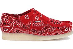 Red Bandana Shoes, Clarks Wallabees Men, Red Nike Shoes, Bandana Outfit, Clarks Wallabees, Men's Clarks, Personalized Shoes, Red Bandana, Red Nike