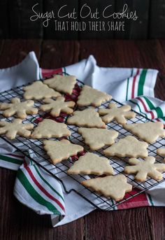 sugar cut out cookies on a cooling rack