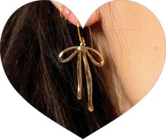 Bow Earrings, 18k Gold, Plating, Collage, Gold, Pins