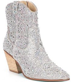 Women's Shoes | Dillard's Wedding Cowboy Boots, Nude Boots, Rhinestone Fabric, Blue By Betsey Johnson, Denim And Diamonds, The Diva, Western Booties, Cowgirl Outfits, Fabulous Shoes