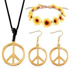 PRICES MAY VARY. Hippie Sets: Includes 4 pieces hippie accessories,1pc peace sign necklace, 1 pair of peace sign earrings and 1pc hippie headband, show a 60's and 70's style, fits most teens and adults Good material: the peace sign necklace is made of high quality steel, lightweight and durable, with electroplated surface, anti-rust and anti-erosion, you can use them for a long time Hippie Party Accessories: Suitable for men, women, teens, and kids, as important accessory in your 60's or 70's dr Hippie Adjustable Party Jewelry, Casual Gold Jewelry For Festivals, Summer Festival Retro Jewelry, Retro Summer Festival Jewelry, Vintage Jewelry With Peace Sign As Gift, Vintage Jewelry With Peace Sign For Gift, Vintage Peace Sign Jewelry Gift, Hippie Style Gold Nickel-free Jewelry, Hippie Style Nickel-free Gold Jewelry