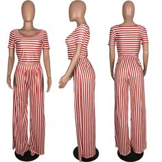 Stripe shirt with stripe wide leg pants set Casual Pant Set For Day Out, Casual Matching Set With Wide Leg, Casual Wide Leg Matching Set, Casual Spring Matching Pant Set, Casual Spring Pant Set, Casual Wide Leg Sets For Day Out, Casual Cotton Wide Leg Sets, Casual Two-piece Set For Spring, Casual Two-piece Pant Set For Vacation