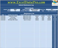 the vehicle maintenance log is shown in this screenshote, it shows that there are many