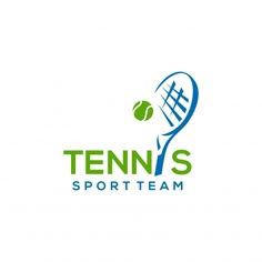 the logo for tennis sport team with a racquet and ball on white background