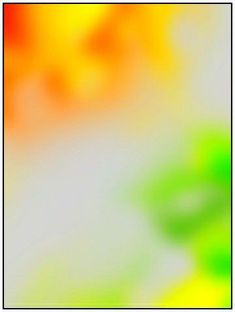 a blurry image of green, yellow and orange colors on a white background is shown