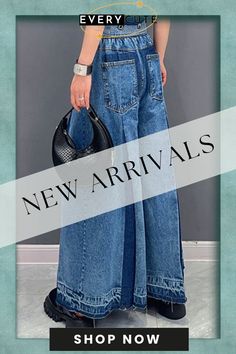 Casual Blue Patchwork Drawstring Elastic Waist Denim Wide Leg Pants Summer Wide Leg Pants Summer, Denim Wide Leg Pants, Denim Wide Leg, Pants Summer, Wide Leg Denim, Leg Pants, Wide Leg Pants, Elastic Waist, Wide Leg