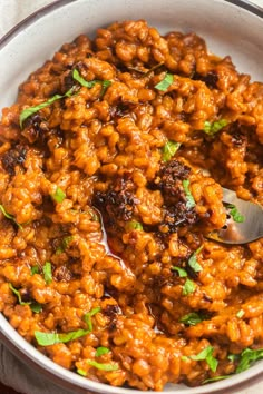 Close-up shot of farro risotto Honeynut Squash Recipes, Farro Risotto, Grains Recipes, Honeynut Squash, Family Breakfast Recipes, Risotto Recipe, Veggie Burgers