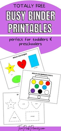 the printable worksheet for busy binder printables is perfect for toddlers and preschoolers