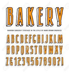 an orange and black typeface with the letters bakery on it stock photo - 5479