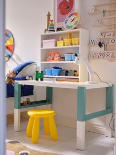 a child's desk and chair in a room