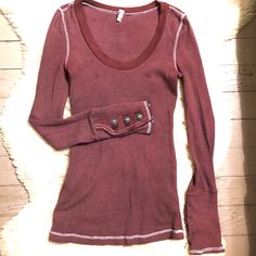 Free People Motor Cuff Thermal Top Shirt, Custom Dyed Sz S. Bought From Another Seller That Custom Dyed This. Color Is A Mix Of Purple, Plum, Maroon, Rust. A Few Stains: 2 On The Front And 2 On The Lower Back As Seen In Photos. Otherwise In Great Condition. Stretchy Comfortable Material. Selling Because I Have Too Many And This Isn’t Really My Color. Also, Selling 2 Fp Damsel Cuff Thermals In Separate Listings. Please Ask Any Questions Before Purchasing, No Returns. Selling For Less On Another P Purple Plum, My Color, Thermal Top, 2 On, Lower Back, Custom Shirts, Plum, Personal Style, Top Shirt