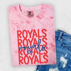 Custom Royals mascot design- whether you are a fan or watching your brother or sister at high school, college, or university. These tees are great gifts for school spirit wear, and teams! You can customize the colors in the personalization section to reflect your school or favorite team. The listing is for one garment. To order... 1. Select the style and size you would like, then the color for the garment. 2. Fill out the personalization section. 3. Then add to cart. To order more than one item Fan Apparel Sublimation Design With Team Name, Fan Gear Sublimation Design With Team Name, Casual Pink Tops With Team Logo, Pink Team Spirit T-shirt For Fans, College Fan Apparel With Team-colored Sublimation Design, College Team-colored Sublimation Design With Team Logo, Team-colored Fan Apparel Sublimation Design, Collegiate Sublimation Design T-shirt For Sports Events, College Sports Fan Sublimation Design