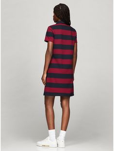 Tommy Hilfiger women's dress. Made from lightweight stretch cotton-pique with bold rugby stripes, our split-neck polo dress is all about the casual vibes of the season.  Material: 97% Cotton, 3% Elastane. Tommy Hilfiger Women, Polo Dress, Rugby, Stretch Cotton, Tommy Hilfiger, Stripes, Dresses, Clothes