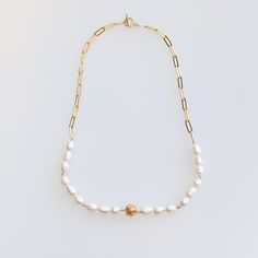 The Cloud Baroque Pearl and Chain Necklace Pearl And Chain Necklace, Chinese Meditation, Cloud Necklace, Moon Goddess Necklace, Chinese Jewelry, Goddess Necklace, Chain Gold, Trombone, The Cloud