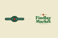 the logo for findlay market and an apple