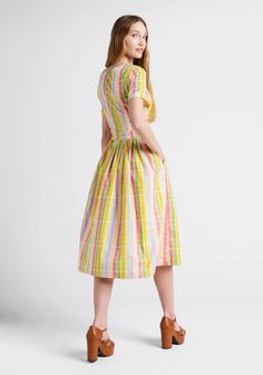 Popsicle Party Midi Dress | ModCloth Retro Cotton Midi Dress For Garden Party, Cotton Retro Midi Dress For Garden Party, Spring Picnic Cotton Midi Dress, Cotton Midi Dress For Picnic, Retro Cotton Midi Dress For Summer, Cotton Retro Midi Dress For Summer, Summer Gingham Cotton Midi Dress, Summer Cotton Gingham Midi Dress, Retro Plaid Summer Dress