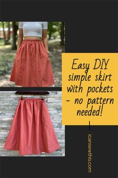 a skirt with pockets and no pattern needed