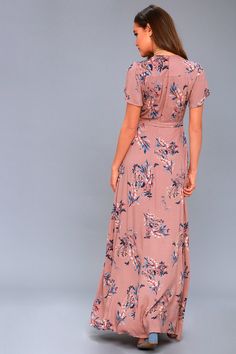 Fiorire Rusty Rose Floral Print Wrap Maxi Dress 3 Maxi Skirt Wedding Outfit, Fitted Rose Print Maxi Dress For Brunch, Casual Fitted Maxi Dress With Rose Print, Fitted Mauve Floral Print Dress, Mauve Fitted V-neck Maxi Dress, Fitted Mauve V-neck Maxi Dress, Skirt Wedding Outfit, Tulle Skirt Outfits Casual, Dress For Chubby