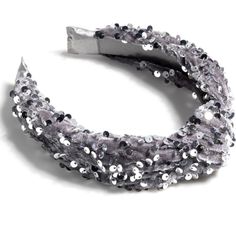 Complete your look this holiday season with Shiraleah's Knotted Sequins Headband. This headband will add a chic and elevated touch to your outfit. This one-size headband features a sequins, lustrous fabric making it chic yet versatile. Made from polyester and adorned with a knotted detail, this Shiraleah headband will keep your hair at bay while amplifying your style. Trendy Party Hair Accessories With Matching Headband, Silver Headband For Evening Wear, Silver Headband For Party, Glamorous Silver Headband For Party, Silver Glamorous Party Headband, Glamorous Party Headband, Glamorous Silver Party Headband, Silver Evening Headband, Fabric Making