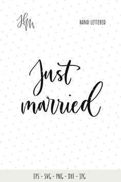 just married svt file with hand lettering and polka dots on the bottom, in black ink