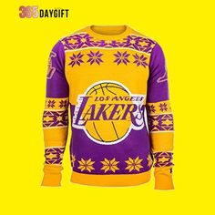 a sweater with the los lakers logo on it, and an image of a basketball