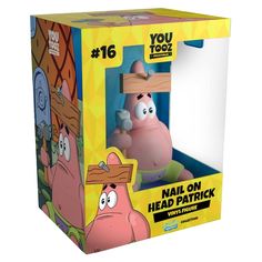 a box with an image of two cartoon characters in it, one is pink and the other is yellow