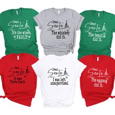 "Funny Dear Santa Shirts - Drinking Christmas Shirts - Funny Group Christmas Shirts - Matching Shirts - Christmas Party Shirts - Friends tee Dear Santa Shirts  1. Choose Size and Color of 1st Shirt and add to cart,  under personalization add what you would like it to say, can also be custom  2. Go back and add more and so on.  Please look at the photos to see what colors are available for 0-Youth XL  If you have any questions, feel free to ask.  Adult Unisex Triblend short sleeved Crew Neck.  50 Dear Santa Shirts, Group Christmas Shirts, Couples Christmas, Matching Christmas Shirts, Friends Tee, Christmas Party Shirts, Santa Shirts, Group Shirts, St Patrick Day Shirts