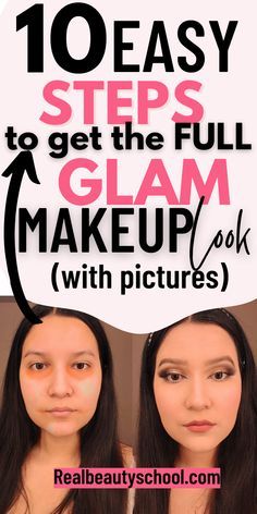 How To Do A Full Face Makeup, Soft Glam Makeup Tutorial Step By Step, Face Makeup Tutorial For Beginners, Full Face Glam Makeup, Full Face Glam, Dramatic Winged Eyeliner, Pro Makeup Tips, Holiday Glam Makeup, Full Glam Makeup