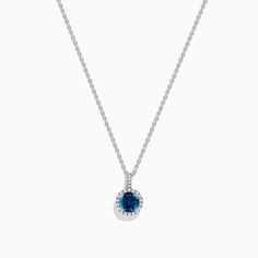 14K White Gold London Blue Topaz and Diamond Pendant Effy Jewelry, Jewelry Stand, London Blue Topaz, London Blue, White Stone, Diamond Pendant, Blue Topaz, Round Diamonds, Gold Metal