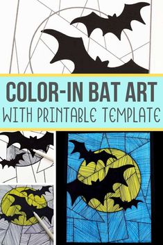 bat art with printable templates for kids to make