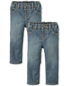 PRICES MAY VARY. This 2-pack comes in a soft cotton blend for comfy wear that lasts all day A classic bootcut look fitted through the thigh with a flare leg opening, 5-pocket styling and EZ-fit elastic waist with snap closure, no zipper and inner adjustable waist tabs Stock up on casual-cool jeans for any day of the week to pair with his favorite top or graphic tee The Children's Place offers value-priced clothes and apparel that are fun and easy to put together They'll love this style…you'll lo Pool Fashion, Toddler Jeans, Baby And Toddler, Denim Cotton, Big Fashion, Boys Jeans, Best Jeans, Baby Size, Toddler Sizes