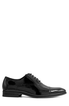 Lustrous patent leather elevates a clean-cut oxford with a fully cushioned memory foam footbed. Style Name:Florsheim Tux Cap Toe Oxford (Men). Style Number: 5556818. Fitted Patent Leather Lace-up Shoes With Round Toe, Sleek Patent Leather Oxfords With Rubber Sole, Fitted Wingtip Oxfords In Patent Leather, Fitted Goodyear Welted Patent Leather Oxfords, Fitted Patent Leather Goodyear Welted Oxfords, Formal Patent Leather Lace-up Oxfords, Patent Leather Lace-up Oxfords For Formal Occasions, Sleek Patent Leather Dress Shoes For Derby, Modern Patent Leather Lace-up Oxfords