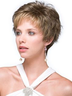 Color Harvest-Gold Short Side Bangs, Modern Pixie, Rene Of Paris Wigs, Wilshire Wigs, Curly Short, Red To Blonde, Harvest Gold, Pixie Styles, Synthetic Lace Wigs