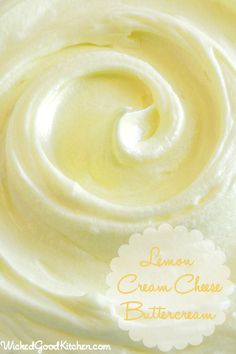 a close up view of the inside of a cream cheese buttercream frosting