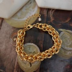 "⭐ Extra Super Chunky Gold Chain Bracelet, Thick Bold Multilayered Chain Bracelet, Large Big Oversize Layering Stacking Statement Bracelet ⭐ BRACELET MEASURE * Total Chain Length: 6.5\" chain + 2\" extender * Chain Thickness: 14mm * Closure: Lobster Clasp If you are interested in other sizes, please click the link below. https://www.etsy.com/listing/973480152/extra-super-chunky-curb-link-chain?ref=shop_home_recs_1&frs=1 ⭐ MATERIAL & QUALITY: ✅Hypoallergenic ✅Water Resistant ✅Tarnish Resi Gold Metal Chain Bracelet With Double Chain, Gold Double Chain Metal Bracelet, Metal Double Chain Link Bracelet, Gold Metal Bracelet With Double Chain, Metal Multi-strand Chain Bracelet, Gold Double Chain Bracelet For Party, Party Metal Bracelets With Double Chain, Multi-strand Chain Bracelets As Gift, Party Chain Bracelet With Chunky Chain