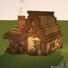 the house is made out of wood and bricks