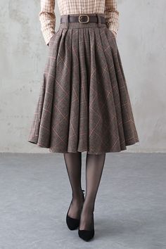 Winter Wool Skirt, Midi Wool Skirt, Pleated Circle Skirt, Wool Plaid Skirt, Skirt Winter, Gorgeous Crochet, Plaid Wool Skirt, Bags Pattern, Skirt Wool