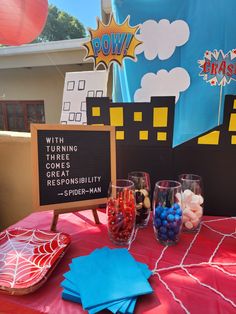 Spiderman 3rd Birthday Party 3rd Bday Spiderman, Superhero Third Birthday, Spidey And Friends 3rd Birthday, Three Year Old Spiderman Birthday, Marvel Third Birthday Party, Super Hero 3rd Birthday Party Ideas, Superhero Third Birthday Party, 3rd Birthday Spiderman Theme