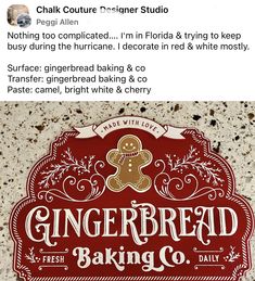 the gingerbread baking co logo is displayed in front of an instagramtion message